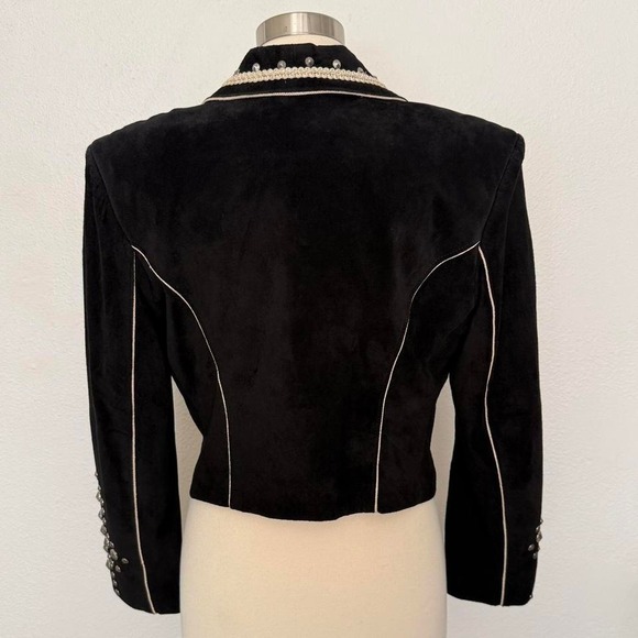 Vintage Concho Leather Jacket Cropped Western Studded Blazer USA Made - Picture 3 of 10